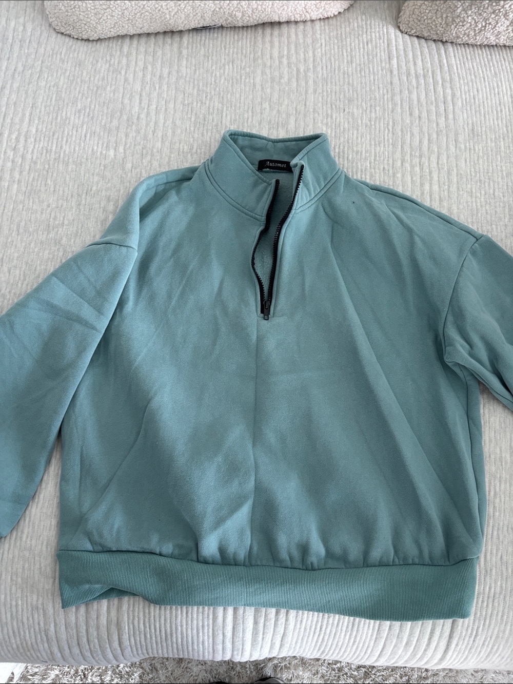 Half-Zip Pullover Sweatshirt in Seafoam Green